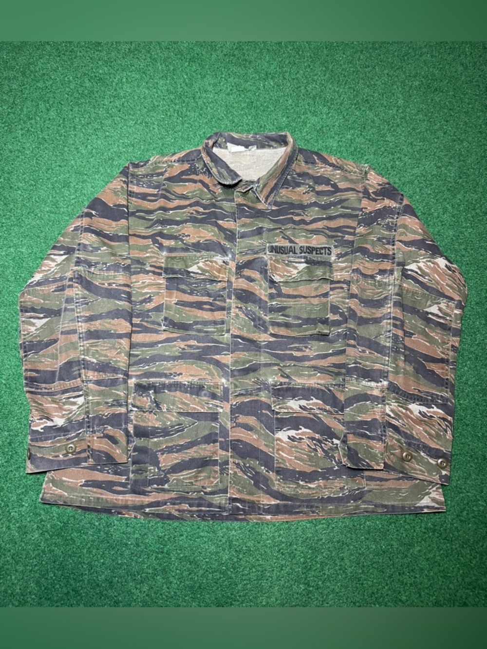 Tiger Stripe Military Camo Unusual Suspects Patch  28x31 Vintage Shirt Jacket